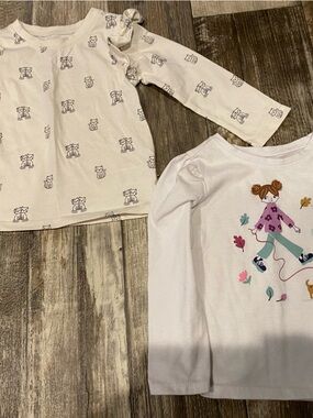 Carter's White Long-Sleeve Girls' Tops with Multicolor Prints